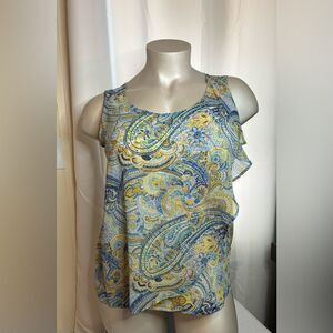 Roz & Ali Sleeveless Floral/Paisley Blouse